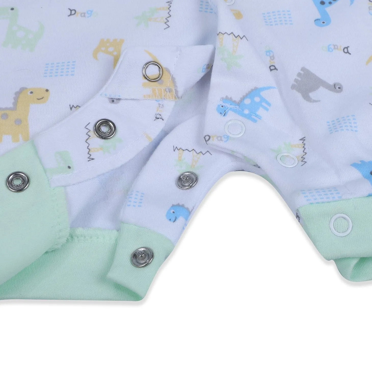 Baby Moo Stylish Dino With Elegant Bow Short Romper - Green