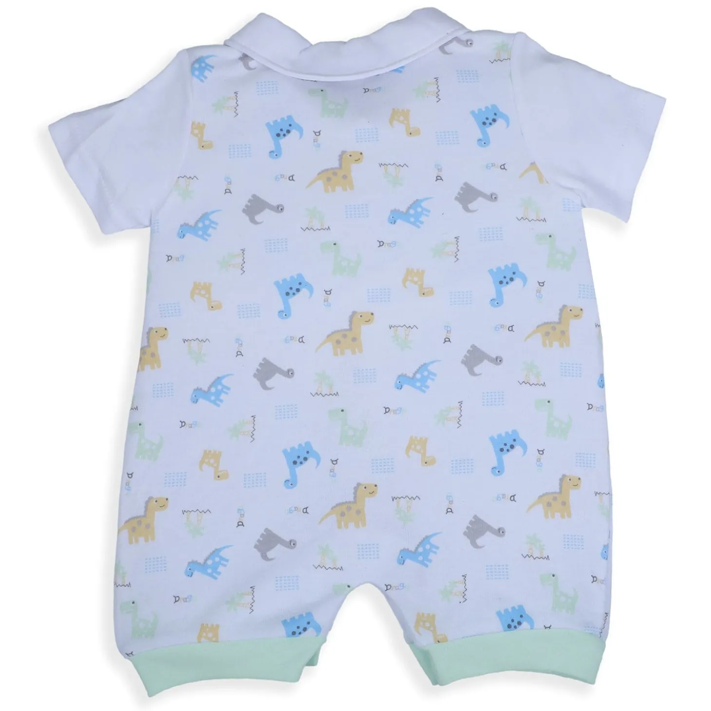 Baby Moo Stylish Dino With Elegant Bow Short Romper - Green