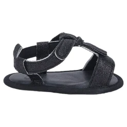 Baby Moo Stylish Tassel All Season Glitter Velcro Straps Anti-Skid Sandals - Black