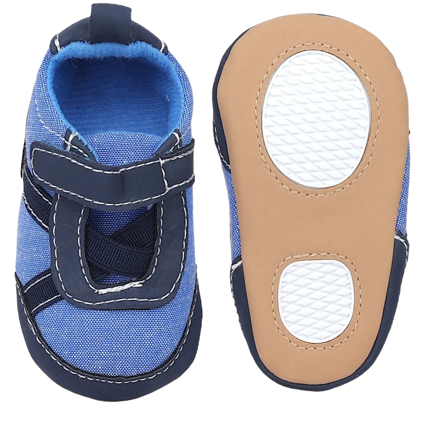 Baby Moo Stylish Velcro Straps Anti-Skid Sneakers - Blue