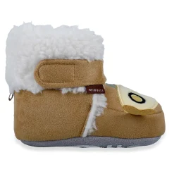 Baby Moo Submarine Velcro Warm Furry Booties - Brown