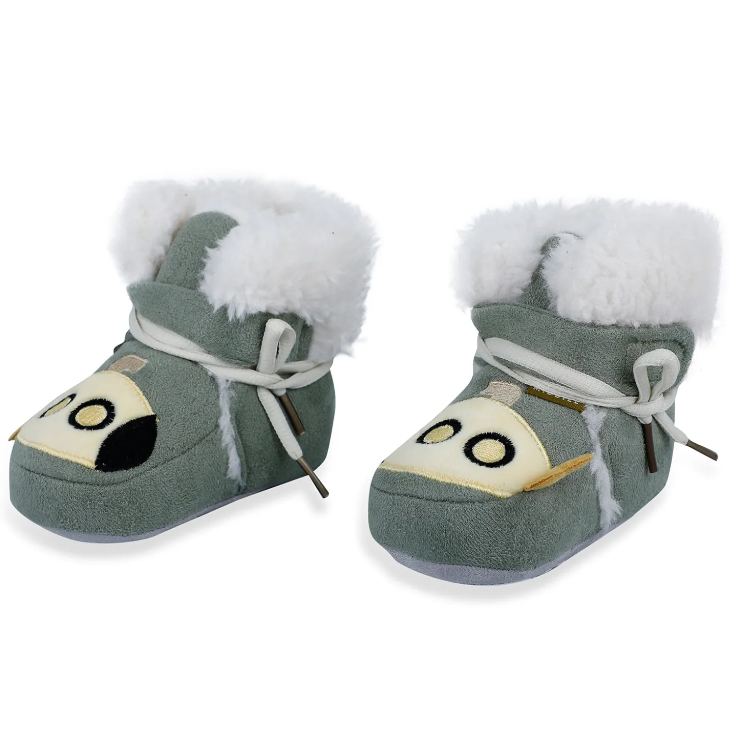 Baby Moo Submarine Velcro Warm Furry Booties - Green