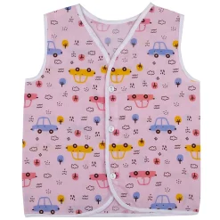 Baby Moo Sugar Rush Multi Print V-Neck Sleeveless Front Opening Button Cotton Jhablas 5 Pcs - Pink, Multicolour