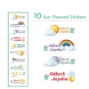Baby Moo Sun Personalised Name Self Adhesive Transparent Embossed Stickers, 3D Labels 10 Pcs Stationery Set for Children - Multicolour