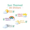 Baby Moo Sun Personalised Name Self Adhesive Transparent Embossed Stickers, 3D Labels 20 Pcs Stationery Set for Children - Multicolour