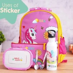 Baby Moo Sun Personalised Name Self Adhesive Transparent Embossed Stickers, 3D Labels 10 Pcs Stationery Set for Children - Multicolour