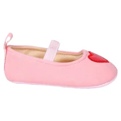 Baby Moo Sweet Heart Anti-Skid Elastic Strap Ballerina Booties - Pink, Red