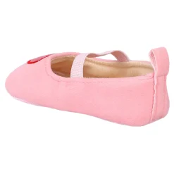 Baby Moo Sweet Heart Anti-Skid Elastic Strap Ballerina Booties - Pink, Red
