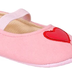 Baby Moo Sweet Heart Anti-Skid Elastic Strap Ballerina Booties - Pink, Red