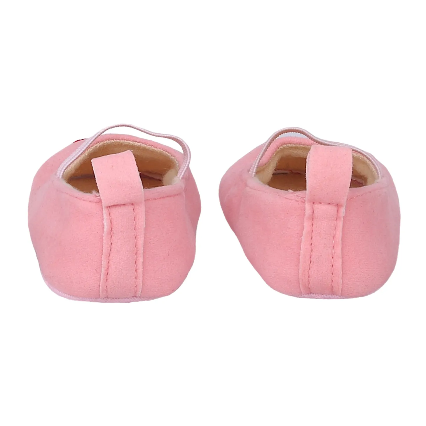 Baby Moo Sweet Heart Anti-Skid Elastic Strap Ballerina Booties - Pink, Red