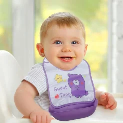 Baby Moo Sweet Time Premium Waterproof Crumb Catcher Bibs - Purple