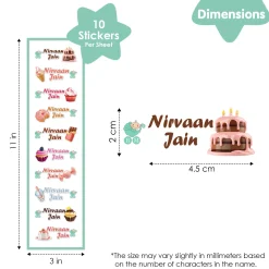 Baby Moo Sweets Personalised Name Self Adhesive Transparent Embossed Stickers, 3D Labels 10 Pcs Stationery Set for Children - Pink