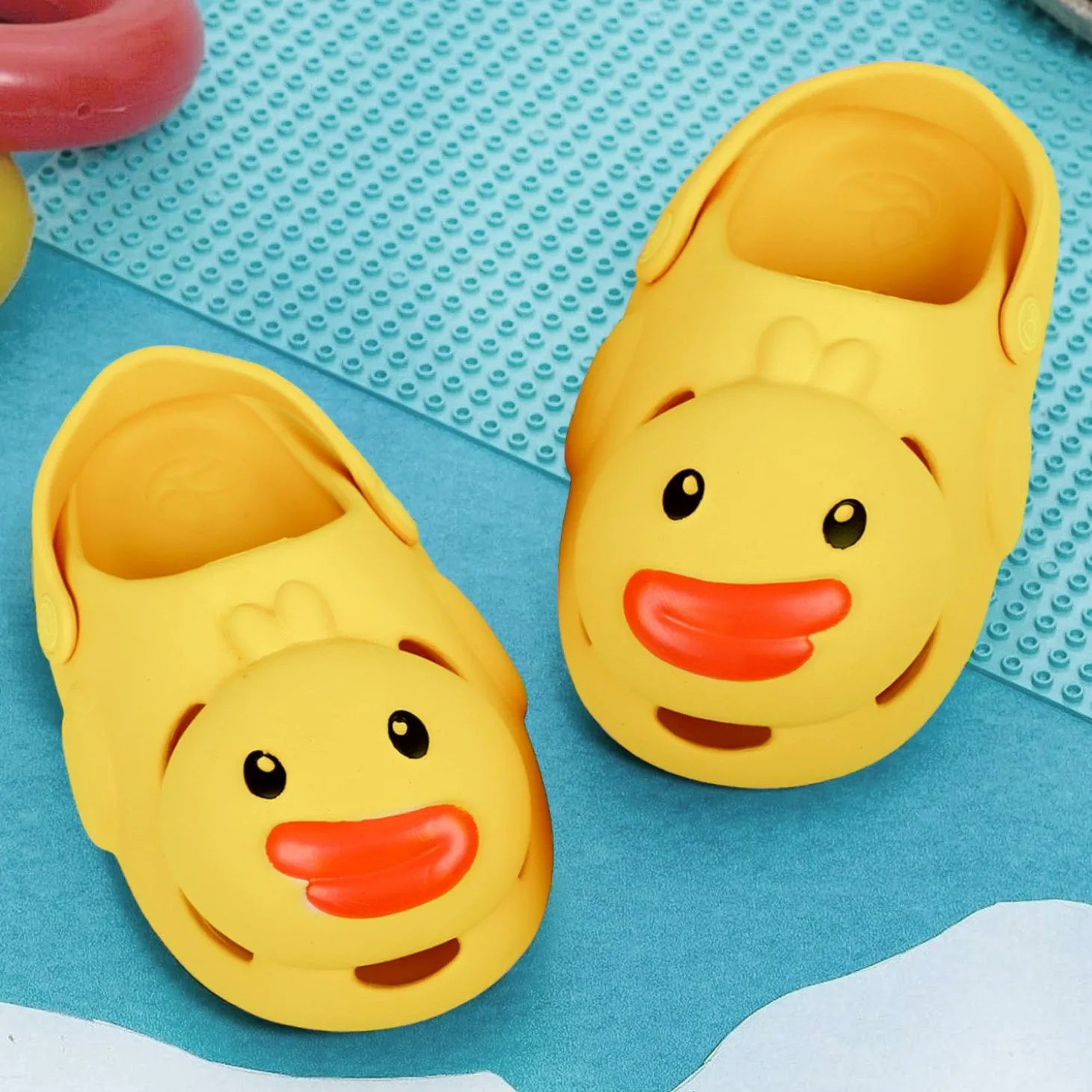 Baby Moo Swimming Duck Waterproof Anti-Skid Sling Back Clogs - Yellow