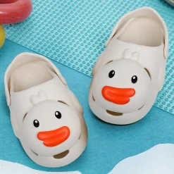 Baby Moo Swimming Duck Waterproof Anti-Skid Sling Back Clogs - Cream