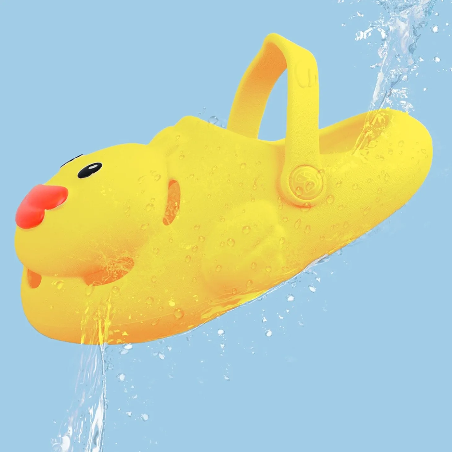 Baby Moo Swimming Duck Waterproof Anti-Skid Sling Back Clogs - Yellow