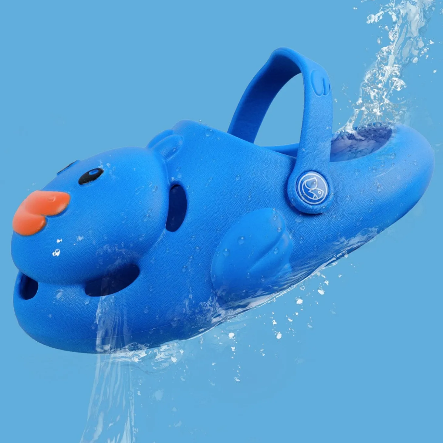 Baby Moo Swimming Duck Waterproof Anti-Skid Sling Back Clogs - Blue