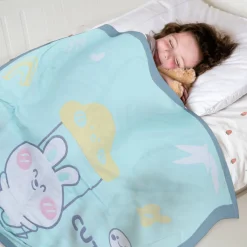 Baby Moo Swinging Bunny All Season Medium Muslin Blanket - Mint Green