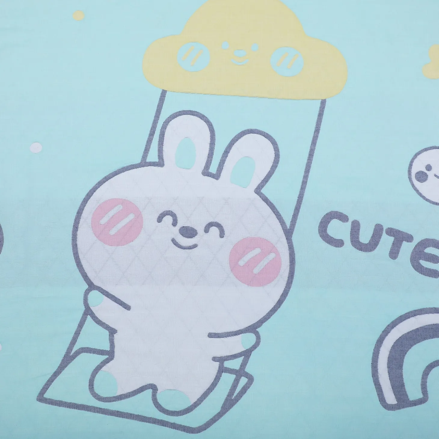 Baby Moo Swinging Bunny All Season Medium Muslin Blanket - Mint Green
