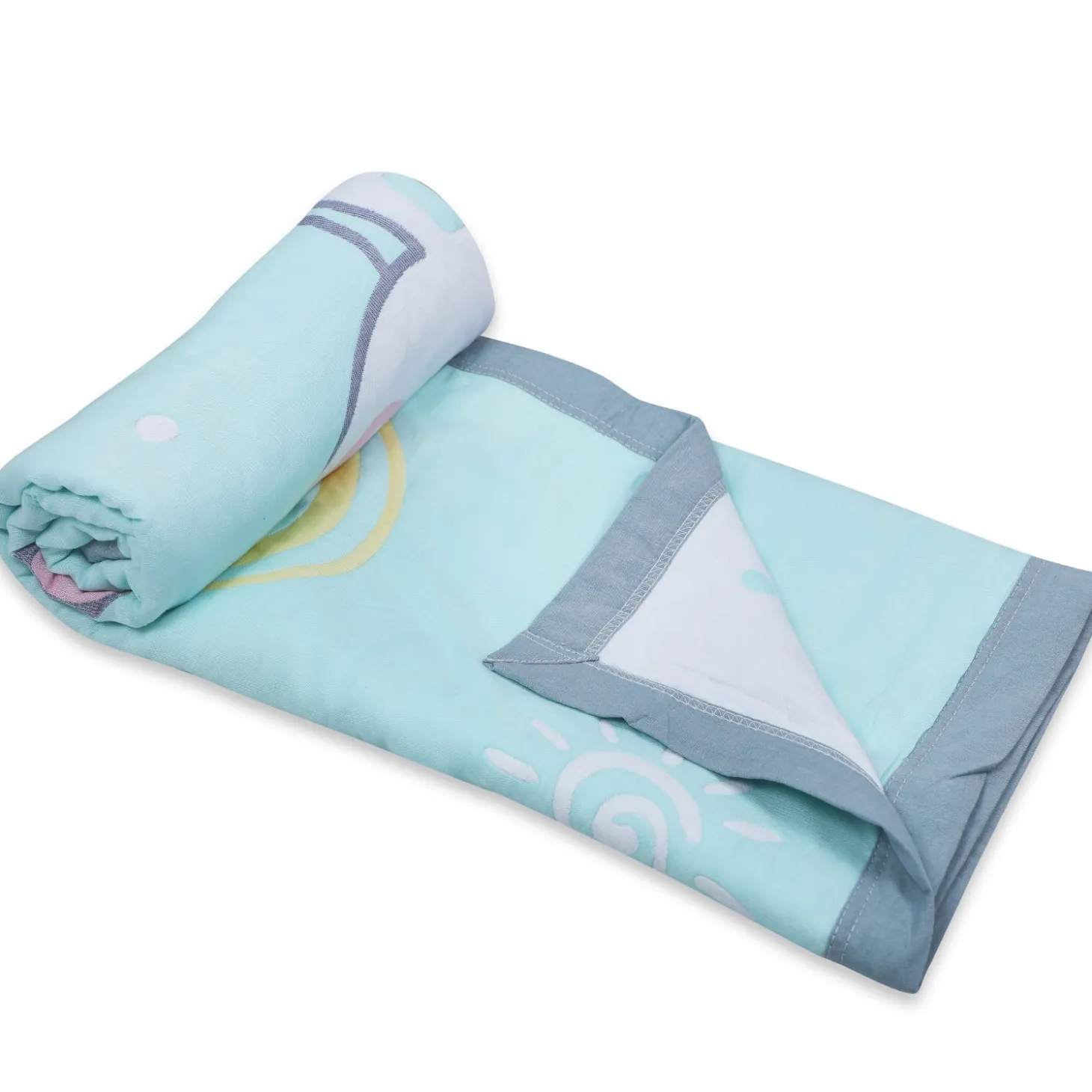 Baby Moo Swinging Bunny All Season Medium Muslin Blanket - Mint Green