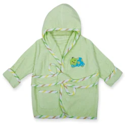 Baby Moo Taklu Turtle Embroidered Half Sleeves Bathrobe - Green