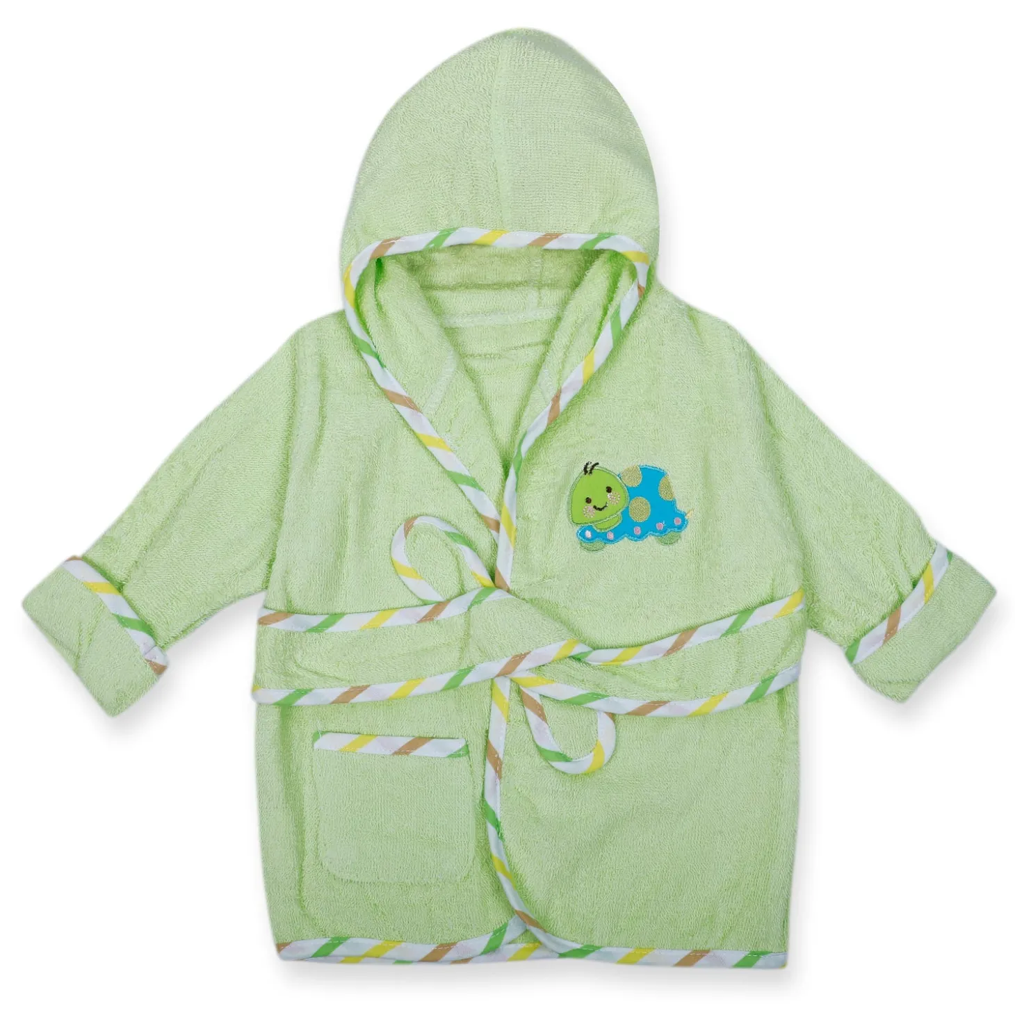 Baby Moo Taklu Turtle Embroidered Half Sleeves Bathrobe - Green
