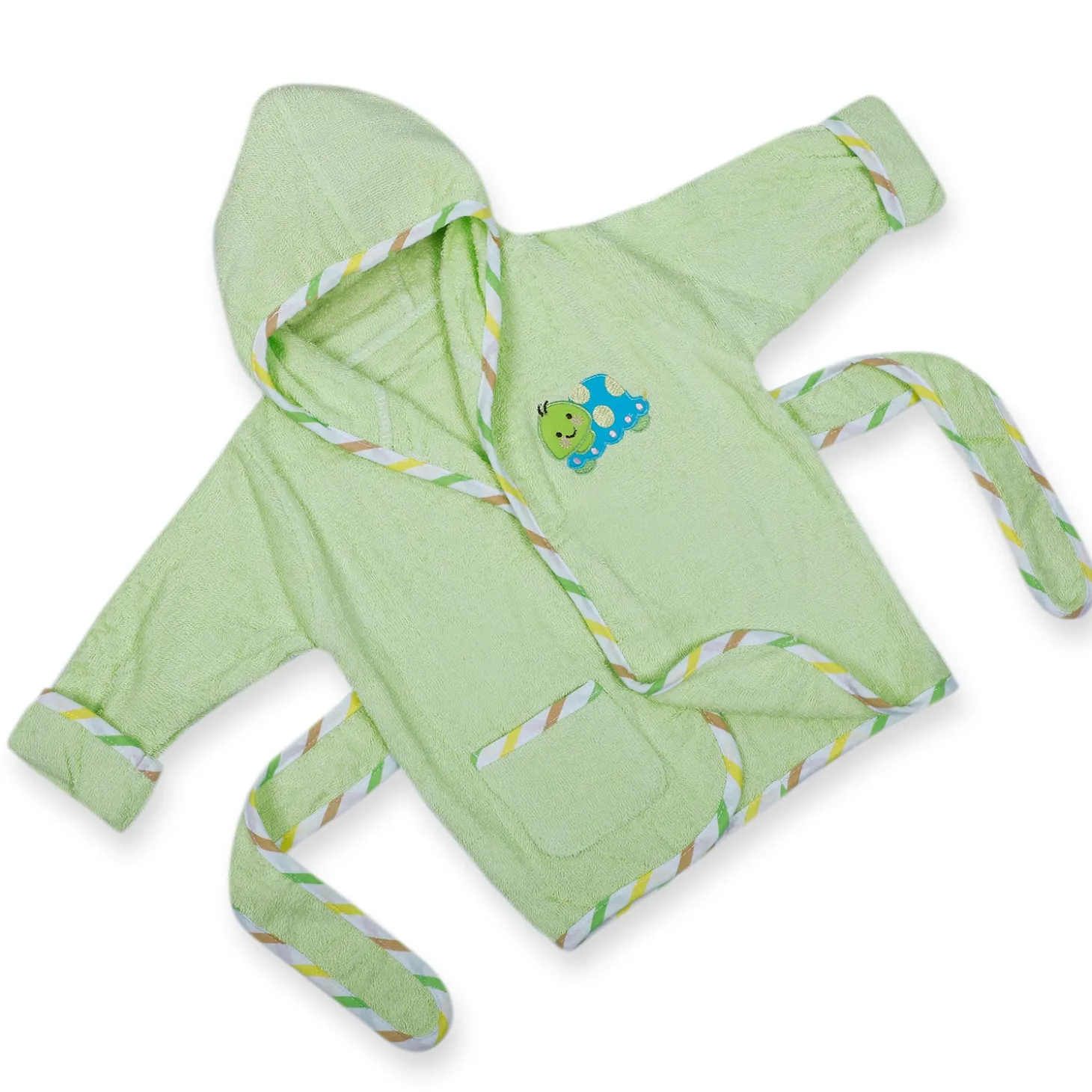 Baby Moo Taklu Turtle Embroidered Half Sleeves Bathrobe - Green