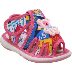 Baby Moo Teddy Applique Velcro Strap Anti-Skid Chu Chu Sound Sandals - Pink