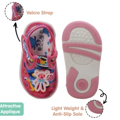 Baby Moo Teddy Applique Velcro Strap Anti-Skid Chu Chu Sound Sandals - Pink