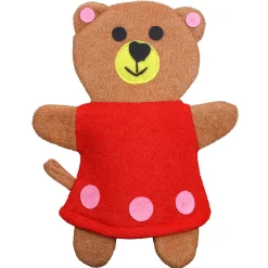Baby Moo Teddy Bear Bath Time Fun Hand Puppet Loofah Bath Glove - Brown
