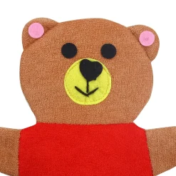 Baby Moo Teddy Bear Bath Time Fun Hand Puppet Loofah Bath Glove - Brown