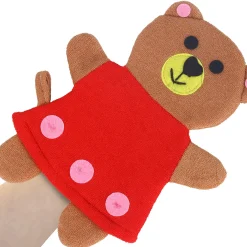 Baby Moo Teddy Bear Bath Time Fun Hand Puppet Loofah Bath Glove - Brown