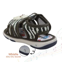 Baby Moo Teddy Bear Velcro Strap Anti-Skid Chu Chu Sound Sandals - Green