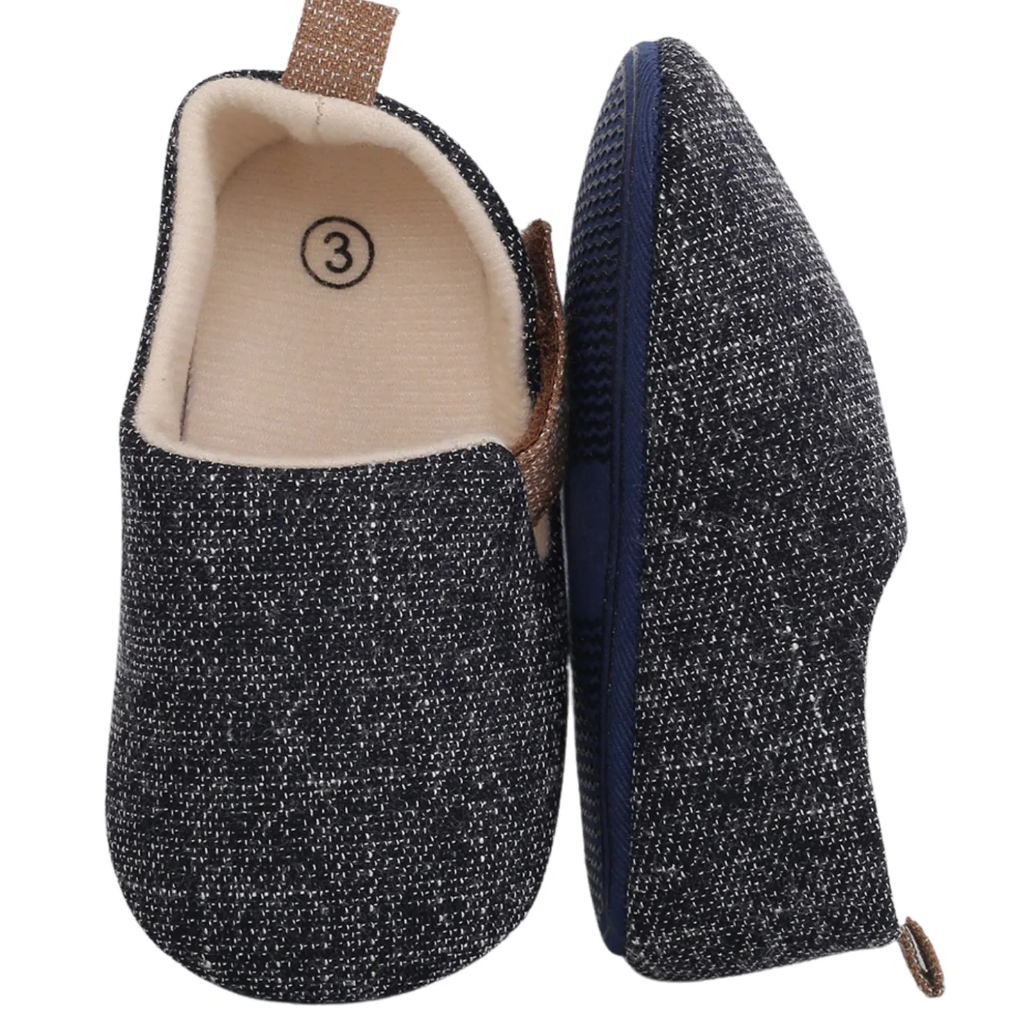 Baby Moo Textured Black Velcro Booties