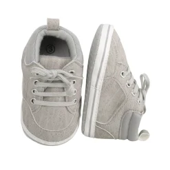 Baby Moo Textured Grey Lace Up Sneakers