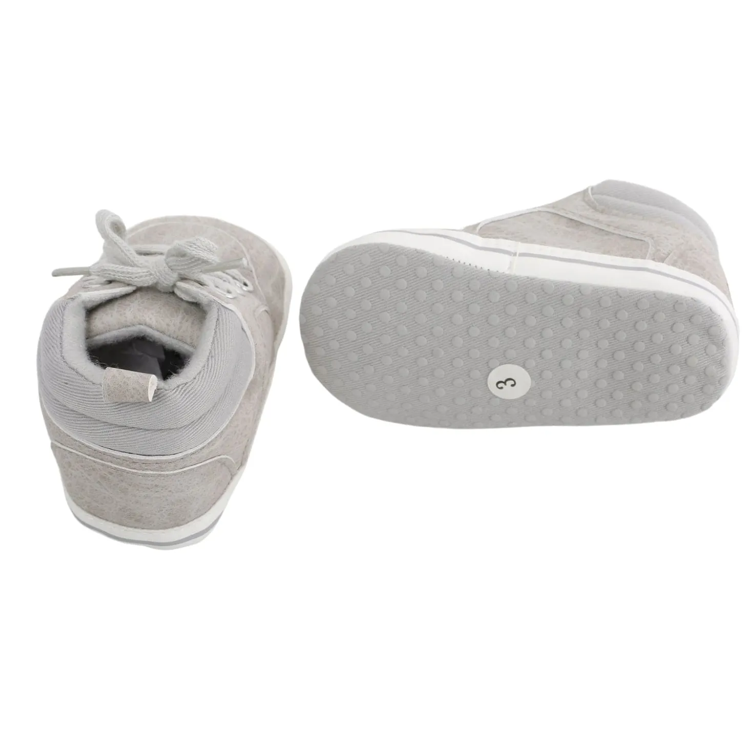 Baby Moo Textured Grey Lace Up Sneakers