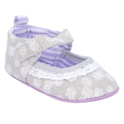 Baby Moo Textured Velcro Strap Anti-Skid Ballerina Booties - Grey