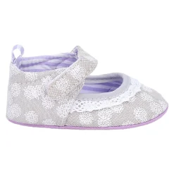 Baby Moo Textured Velcro Strap Anti-Skid Ballerina Booties - Grey