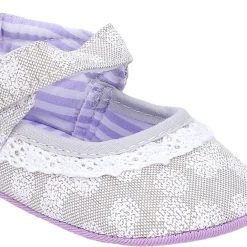 Baby Moo Textured Velcro Strap Anti-Skid Ballerina Booties - Grey