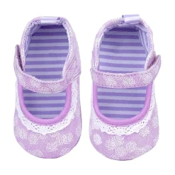 Baby Moo Textured Velcro Strap Anti-Skid Ballerina Booties - Purple