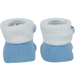 Baby Moo Tiger And Alligator 3D Rattle Anti-Skid Socks Booties Pack of 2 - Grey, Blue
