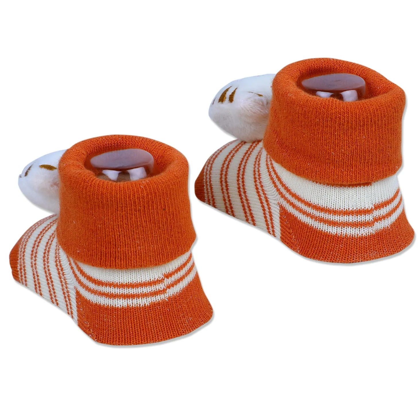 Baby Moo Tiger Cotton Anti-Skid 3D Socks - Orange
