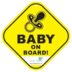 Baby Moo Tiny Infant on Board Car Safety Sign With Vacuum Suction Cup Clip - Yellow