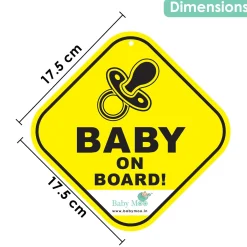 Baby Moo Tiny Infant on Board Car Safety Sign With Vacuum Suction Cup Clip - Yellow