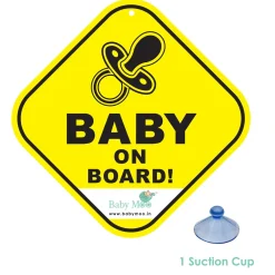 Baby Moo Tiny Infant on Board Car Safety Sign With Vacuum Suction Cup Clip - Yellow