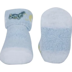 Baby Moo Tortoise stripes Soft Socks Booties Pack of 2 - Blue