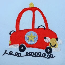 Baby Moo Traffic Jam Car Embroidery Soft Reversible Wrapper - Blue