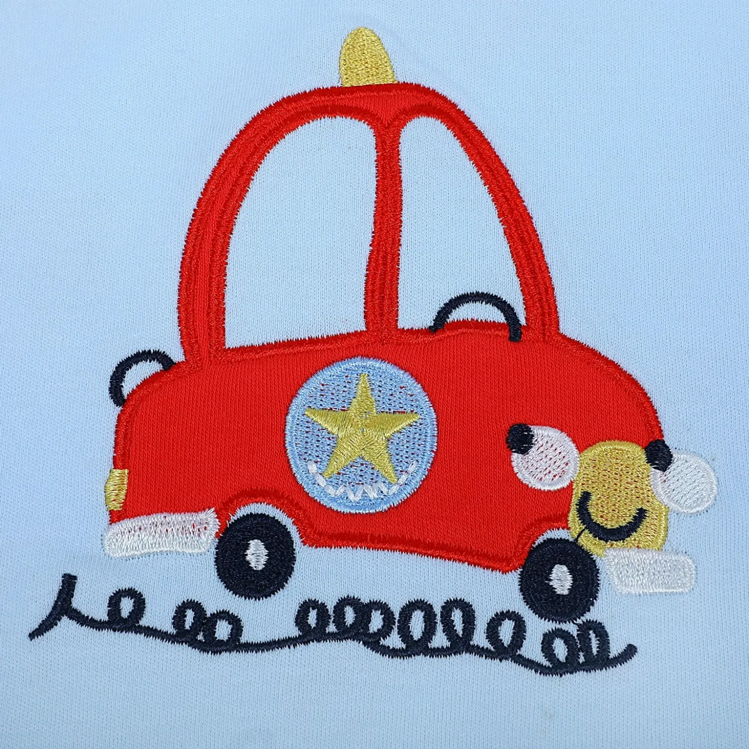 Baby Moo Traffic Jam Car Embroidery Soft Reversible Wrapper - Blue