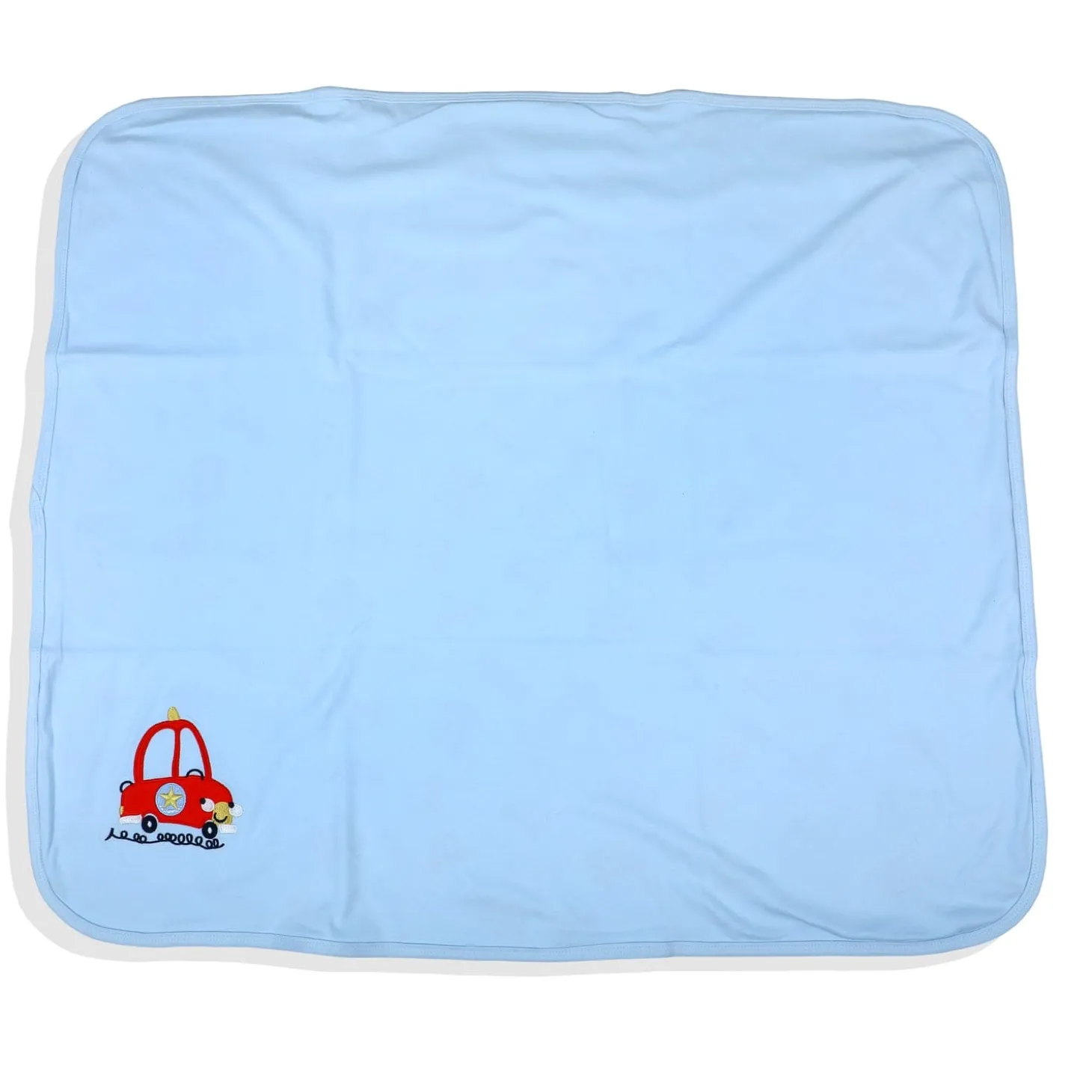 Baby Moo Traffic Jam Car Embroidery Soft Reversible Wrapper - Blue
