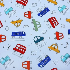 Baby Moo Traffic Jam Car Embroidery Soft Reversible Wrapper - Blue