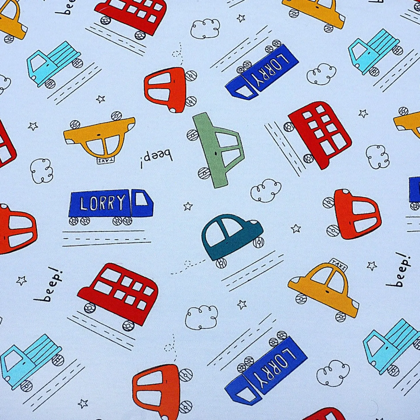 Baby Moo Traffic Jam Car Embroidery Soft Reversible Wrapper - Blue